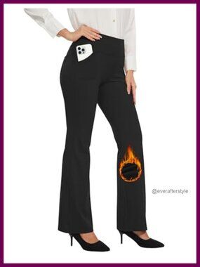 Fleece Lined Water-Repellent Work Pants High Rise Bootcut